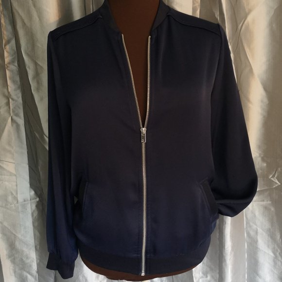 Navy lightweight women's Topshop bomber Size 6 - Picture 1 of 3